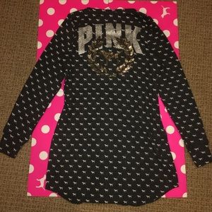 NIP VS Pink Cozy Sleep Dress w/ Bling S